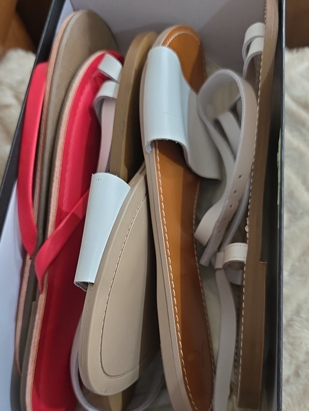 Bundle Of 3 Pairs J. Crew Women's Coral and White Strappy Sandals - Picture 9 of 10